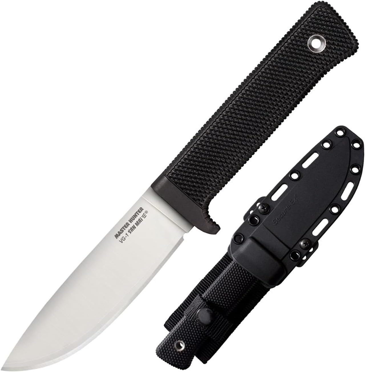 COLD STEEL Master Hunter 4.5 VG-10 San Mai III Drop Point Blade 4.75 Kray-Ex Handle Fixed Blade Knife w/Secure-Ex Sheath