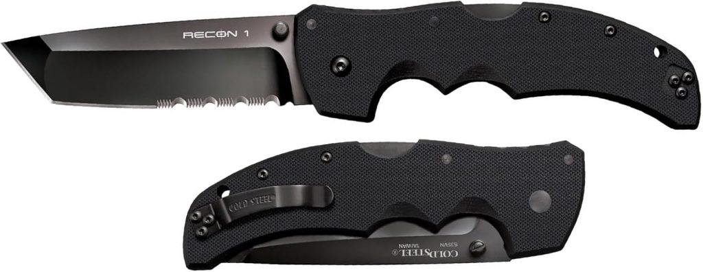 Cold Steel Recon 1 4 S35VN Razor-Sharp Blade 5.375 G-10 Handle Tactical Folding Knife w/Tri-Ad Lock, Ambidextrous Pocket/Belt Clip