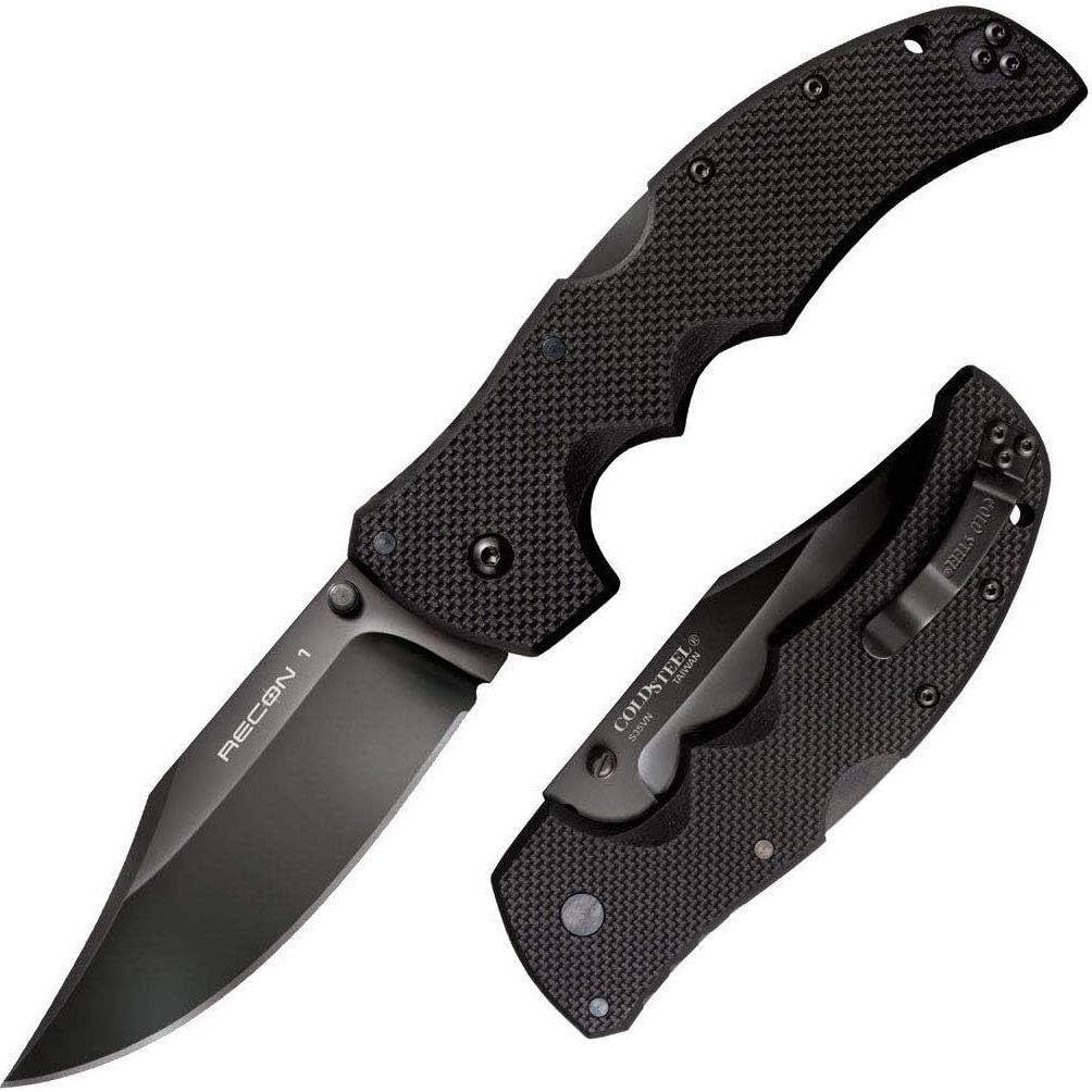 Cold Steel Recon 1 4 S35VN Razor-Sharp Blade 5.375 G-10 Handle Tactical Folding Knife w/Tri-Ad Lock, Ambidextrous Pocket/Belt Clip