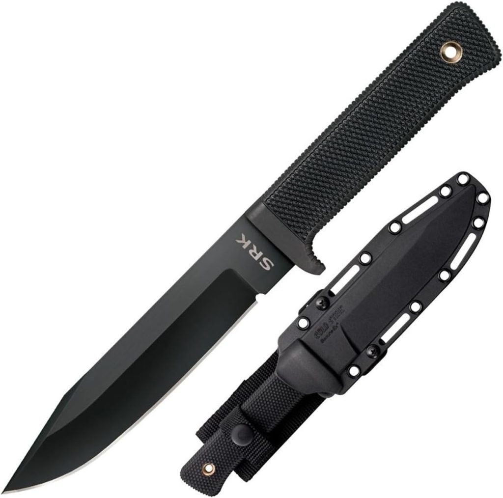 Cold Steel SRK 6 SK-5 Clip Point Razor-Sharp Blade 4.75 Durable Kray-Ex Handle Tactical Fixed Blade Knife w/Secure-Ex Sheath